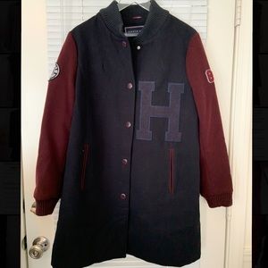 Tommy Hilfiger bomber coat size large navy wine